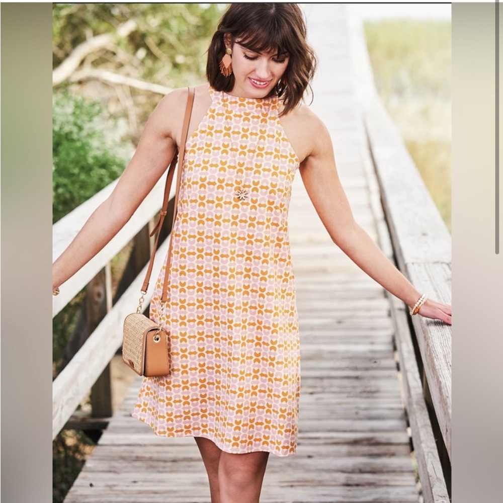 Spartina 449 Geometric Mini Dress - Orange and White S